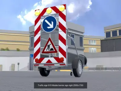 Traffic signs 615 - 616 Mobile barriers 3D Model Pack