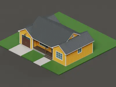 Classic American Country Houses Set 3D Model Pack