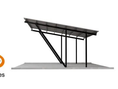 Carport solar panel stand 3D model
