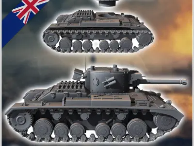Valentine Mark Mk XI infantry tank - UK United WW2 Kingdom Briti 3D print model V1