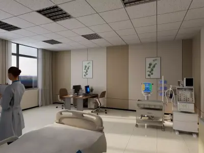  Hospital Patient Room  Low-poly 3D model