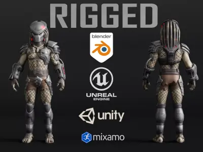 Predator RIGGED3D Character Model Low-poly 3D model