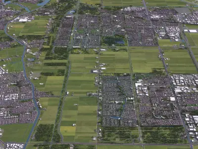 Haarlemmermeer - 3D City Model Low-poly 3D model