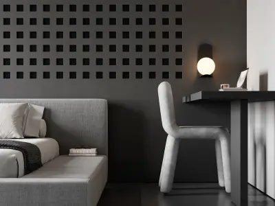 AR-24071 Gray Bedroom - Bedroom 3D Scene 3D model