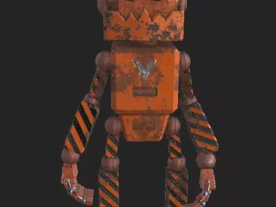 Rusty Worker Bot - Retro Stylized Robot Character  Low-poly 3D model