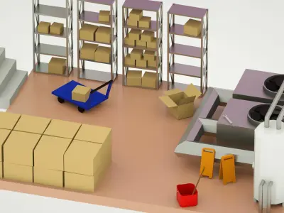 Isometric Modern Office interior Floors plan low-poly Low-poly 3D model