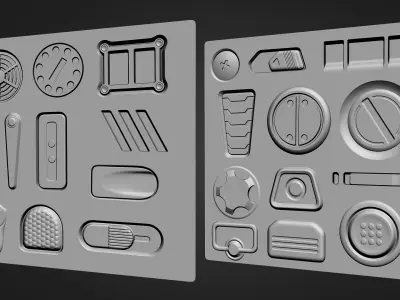 111 Hard Surface Alpha Brush Hard Surface Library VOL 02 3D model