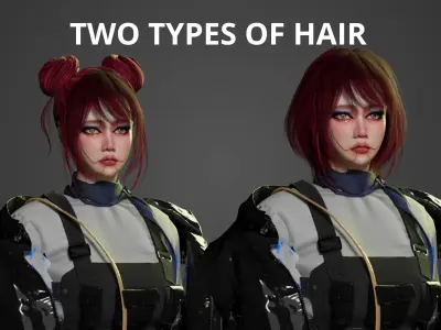 Cyber Girl - Game Ready Low-poly 3D model