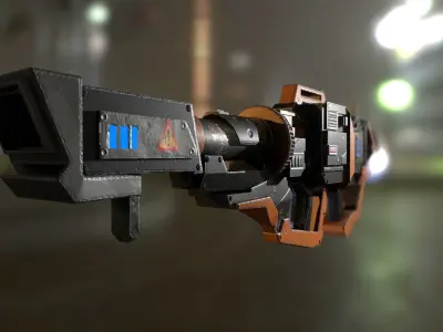 Scifi Rocket Launcher Low-poly 3D model