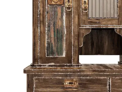 Old sideboard with brass inserts 3D model