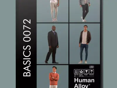 Set of 3D men walking 3D model