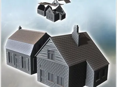 Set of houses on the Son bridge Netherlands - World War Two Seco 3D print model