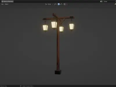 Basic Lamp Post - 4 Sided -  3D model