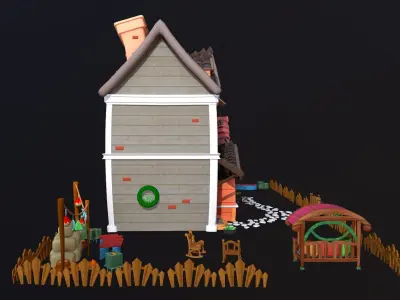 Asset - Cartoons - Background - House 3D model