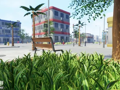 Stylized Town Package Low-poly 3D model