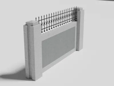Concrete Fence Modular 3D model