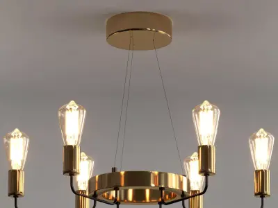 Gold Stick Chandelier 3D model