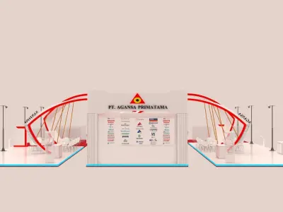 Booth Exhibition Design size 21 x 6 m open side Low-poly 3D model