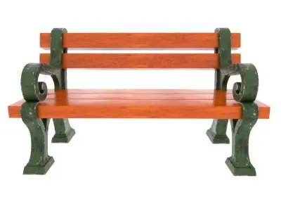 Cartoonish Street bench Low-poly 3D model