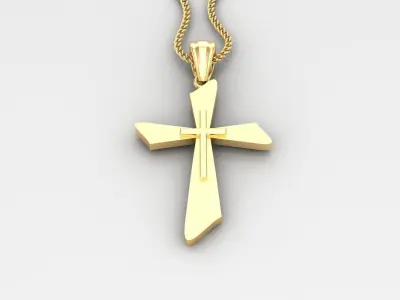 Light Gold 18K Cross Pendant 2CP023 3D print model