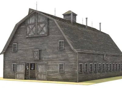  Wooden Livestock Barn and Cow 