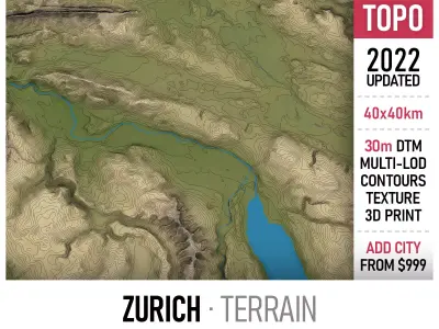 Zurich Low-poly 3D model