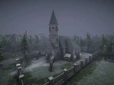 Stone Church Low-poly 3D model