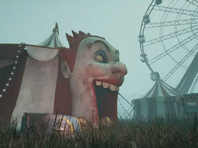 Abandoned Amusement Park Props Low-poly 3D model