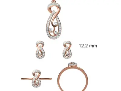 Light wt Ring Earrings Pendant set stl jcd 1-render details 3D print model 16