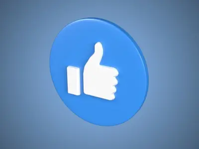 Facebook like button 3D model Vray Ready Game Ready Free low-poly 3D model