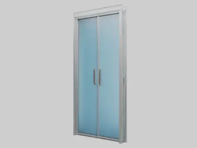 Double glass door model Low-poly 3D model