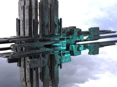 Dragon Sci fi Cult City Halls City Blocks  Low-poly 3D model