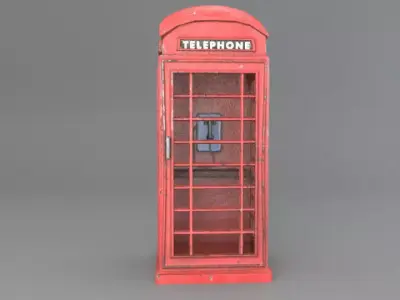 Telephone Booth Low-poly 3D model