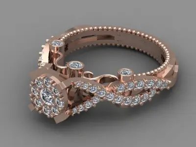 Rose Gold Women Diamond Ring 3D print model 3D print model 43