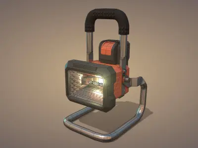 Construction Spotlight Low-poly 3D model