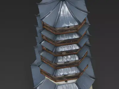 Ancient Multi-Tiered Chinese Pagoda 3D Model Low-poly 3D model