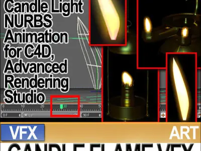 Visual FX Candle Flame Animation 90 Frames 3D model