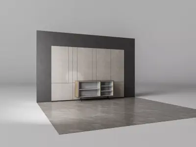 Sideboard with wall panel and flooring 10 3D model