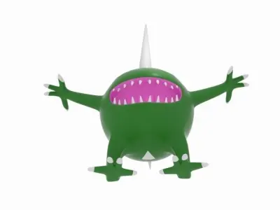 Horn Sphere Space Monster Low-poly 3D model