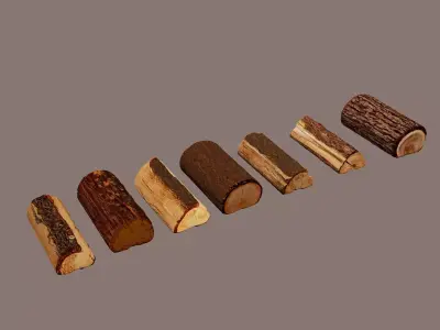 Firewood with Axe Low-poly 3D model