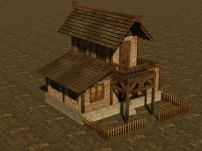 Medieval house ten 11 Low-poly 3D model