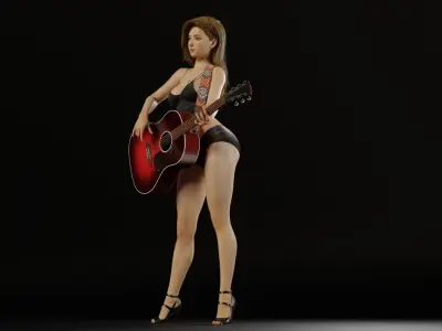 Guitar Woman 3d model 3D model