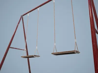 Metal animated swing  Low-poly 3D model