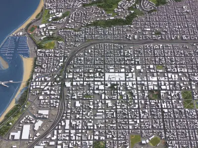 Santa Barbara - 3D City Model Low-poly 3D model