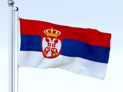 Animated Serbia Flag Low-poly 3D model