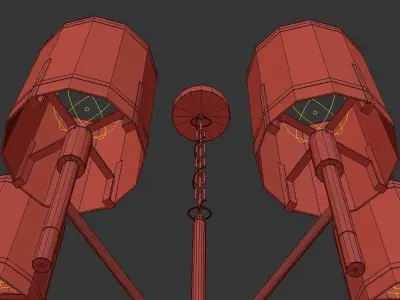 Bustaman six light chandelier in brass with shades 3D model