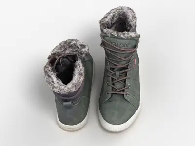 Suede and Fur Snow Boots 3D model