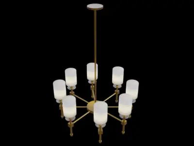 chandelier brass with glass shades Low-poly 3D model