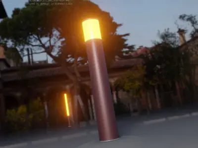 Dark Red Light-Column -27- Street-Light 9 Low-poly 3D model