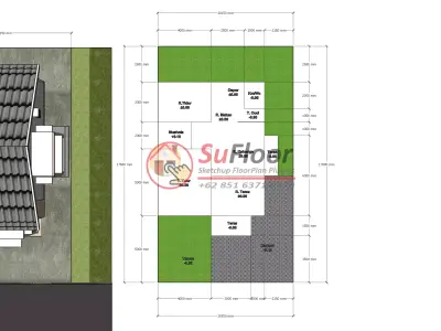 House 17x10m code 551 - Sketchup 3D model 3D model 3D model
